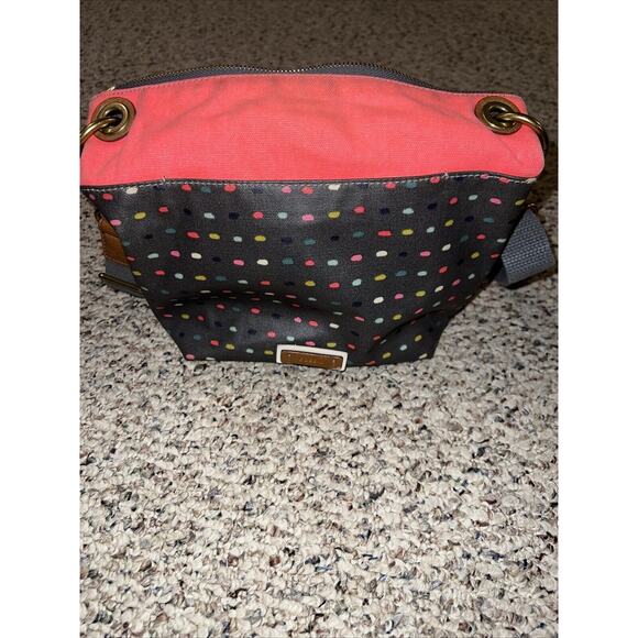 Fossil Keely Crossbody Shoulder Bag Pink Gray Multi Color Dot‎ Adjustable Strap - Picture 9 of 9